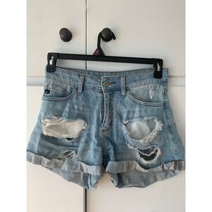 KanCan Distressed Denim Shorts Ripped Cuffed Light‎ Wash Juniors Size 25